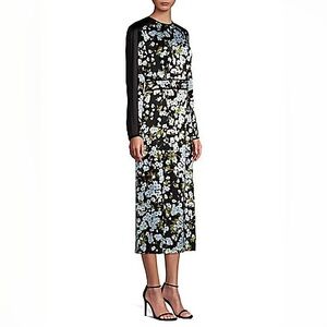 Escada Floral Black and Blue Women's Silk Dress